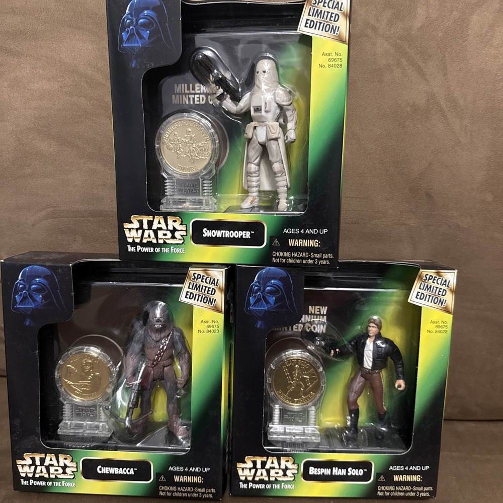 Star Wars Power of the Force Han Solo Chewbacca Snowtrooper Minted Coin Lot 3